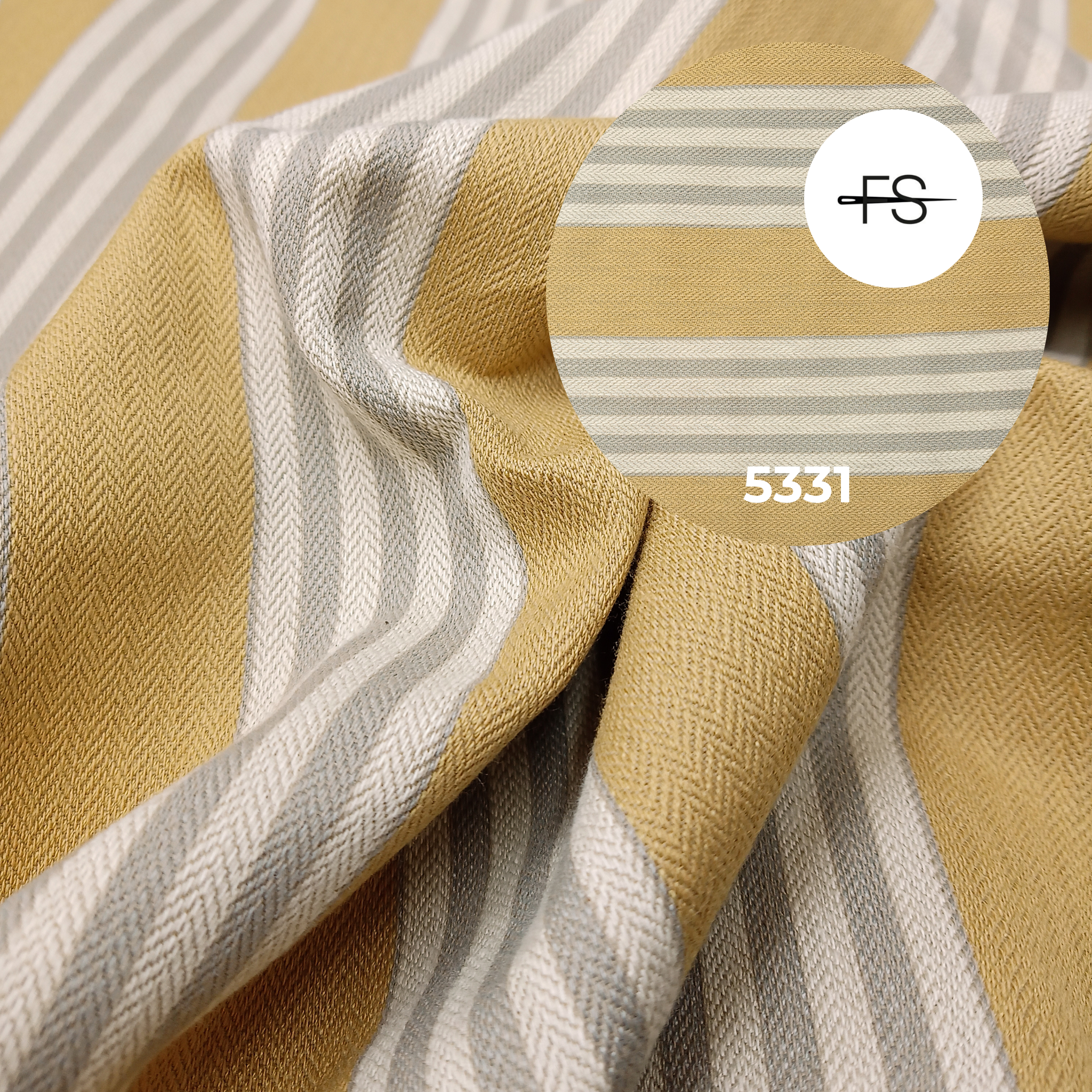 Upholstery fabric: Beige and grey stripes