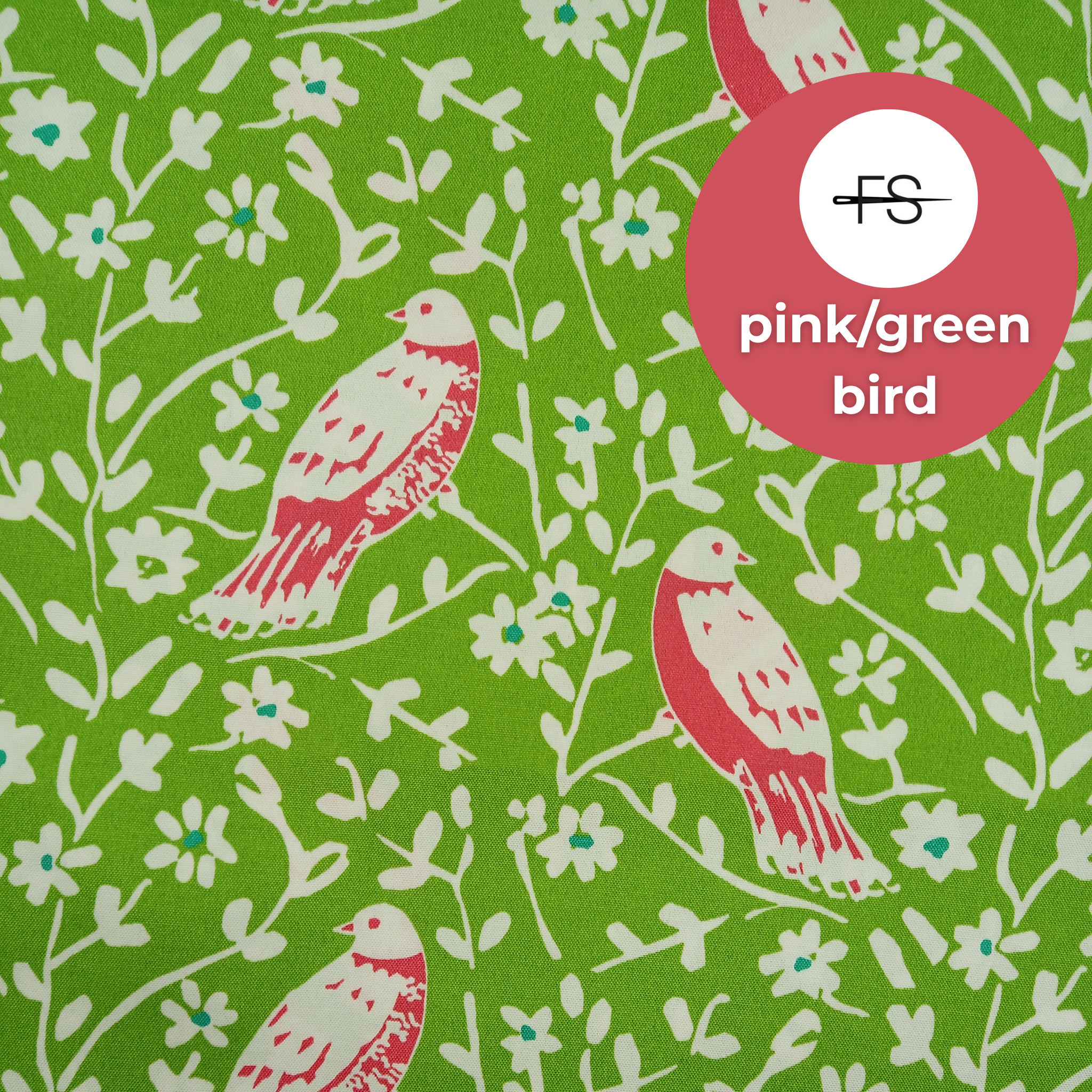 Fabric Tablecloth : Green/Pink Bird