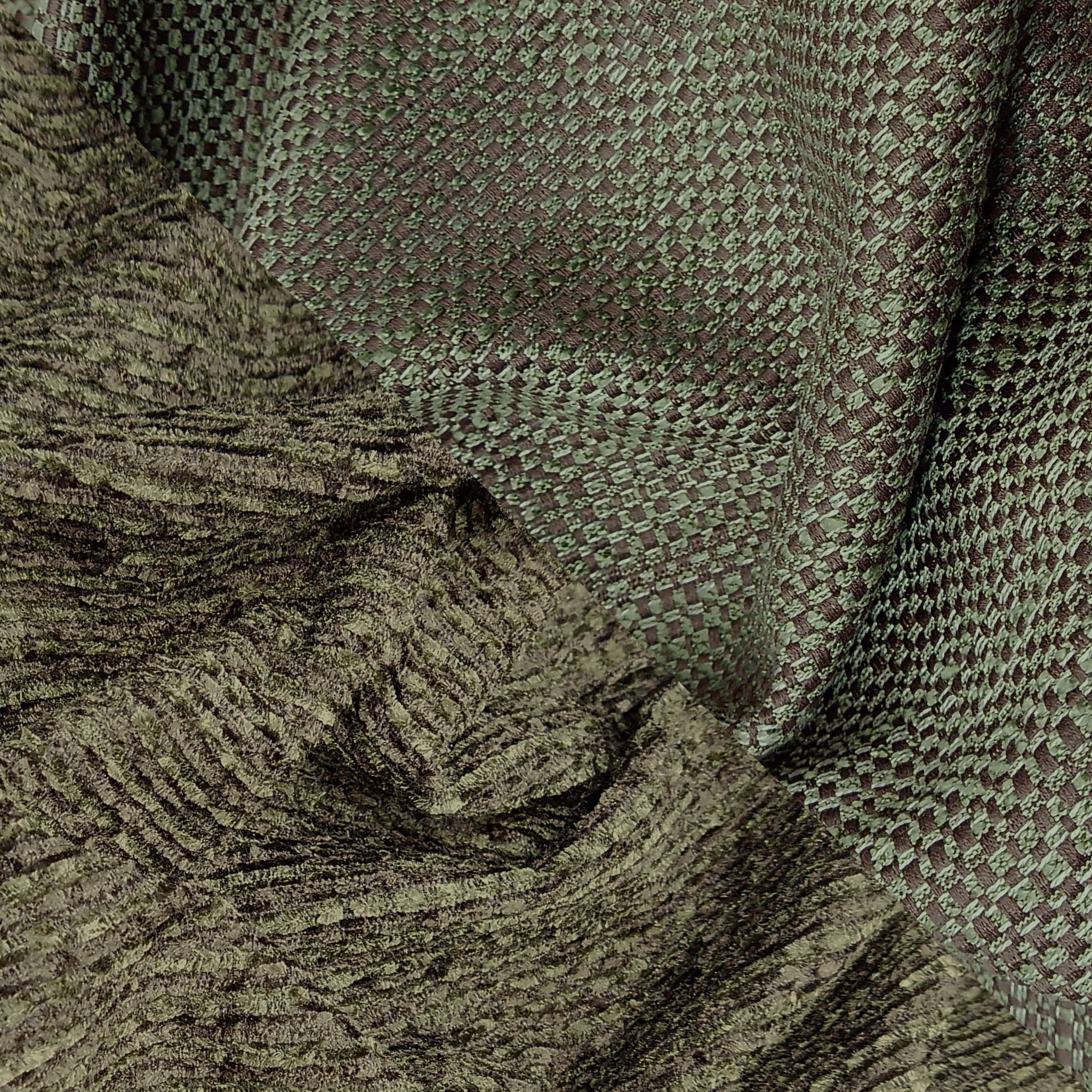 Upholstery fabric: Dark brown/green