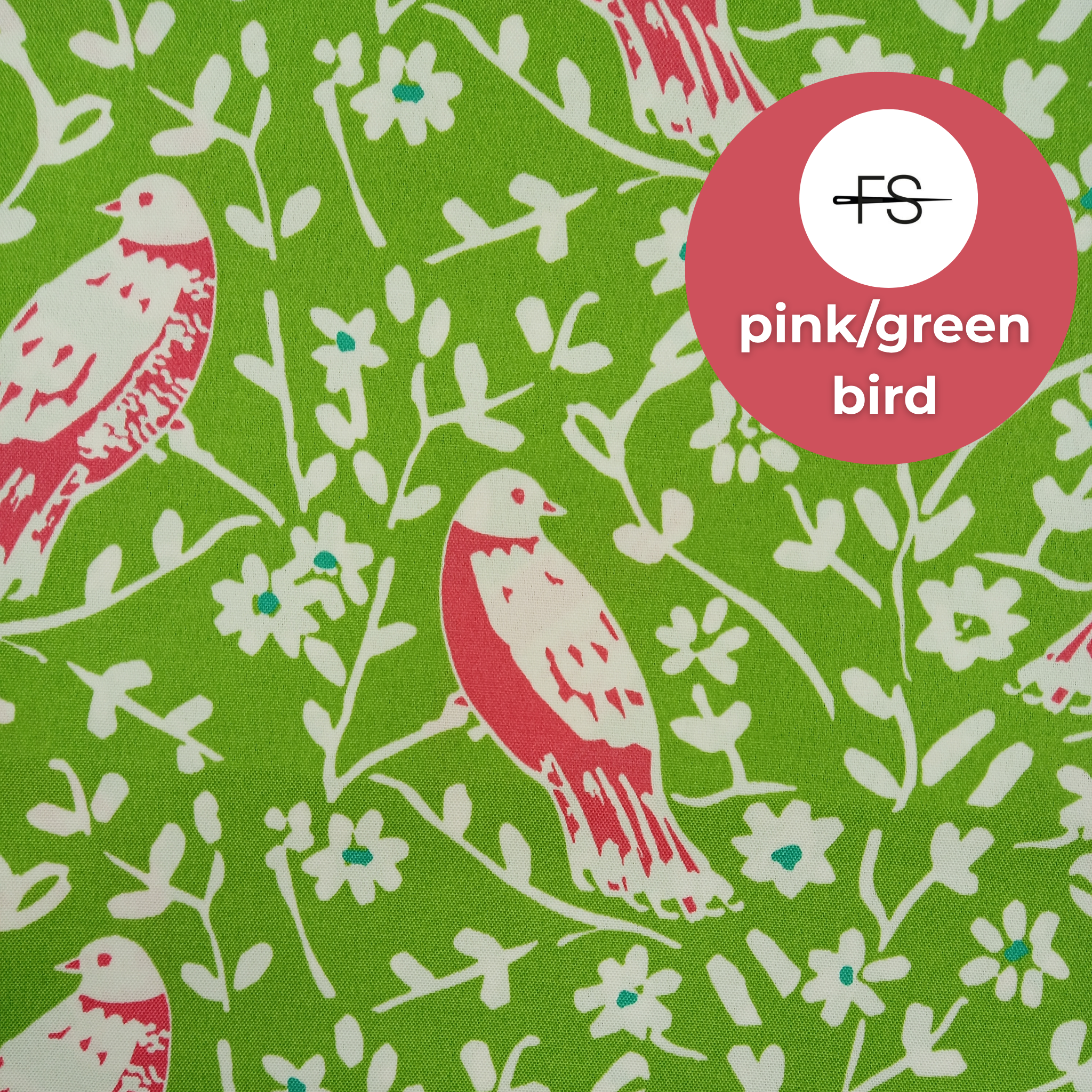 Fabric Tablecloth : Green/Pink Bird