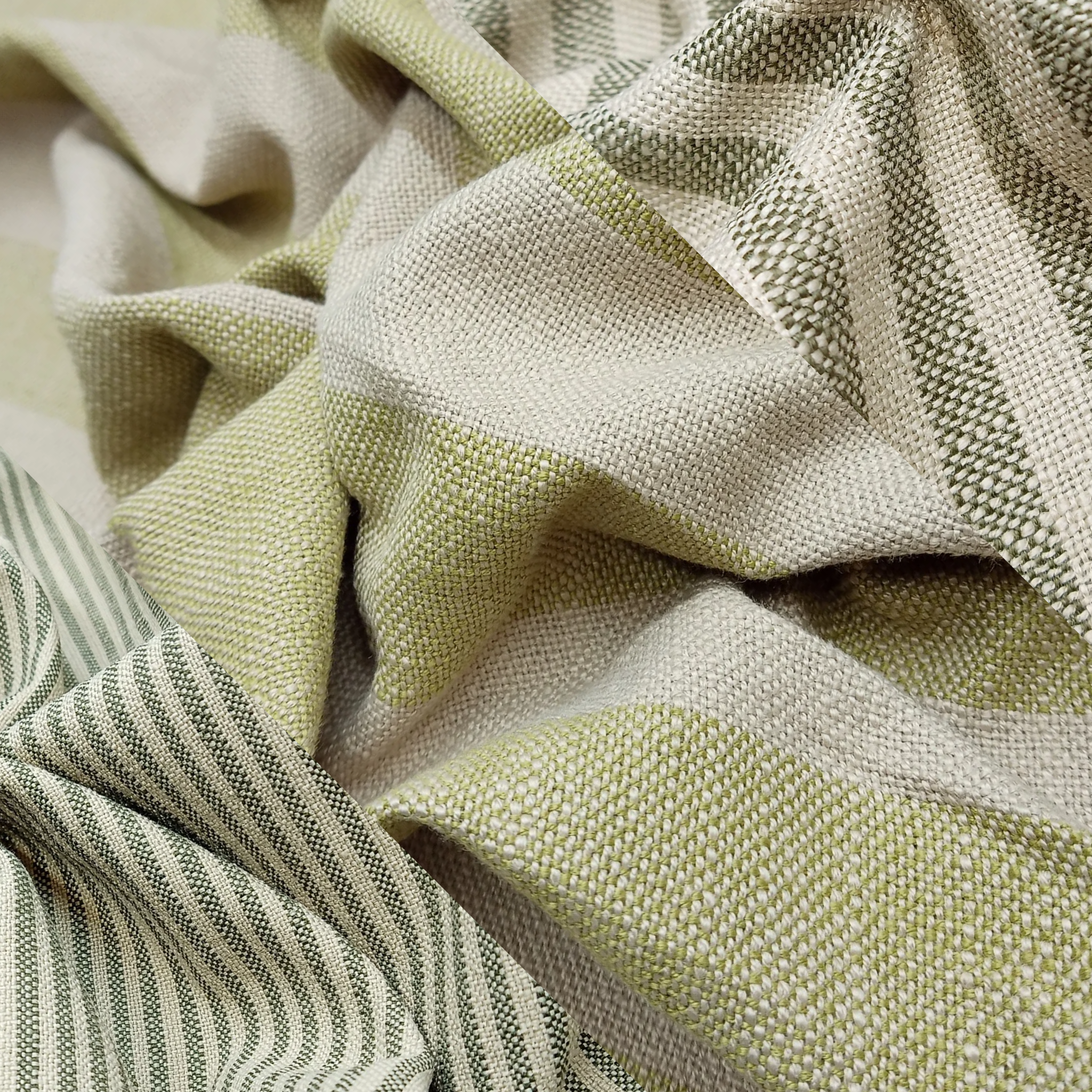 Upholstery fabric: Green and Beige Stripes