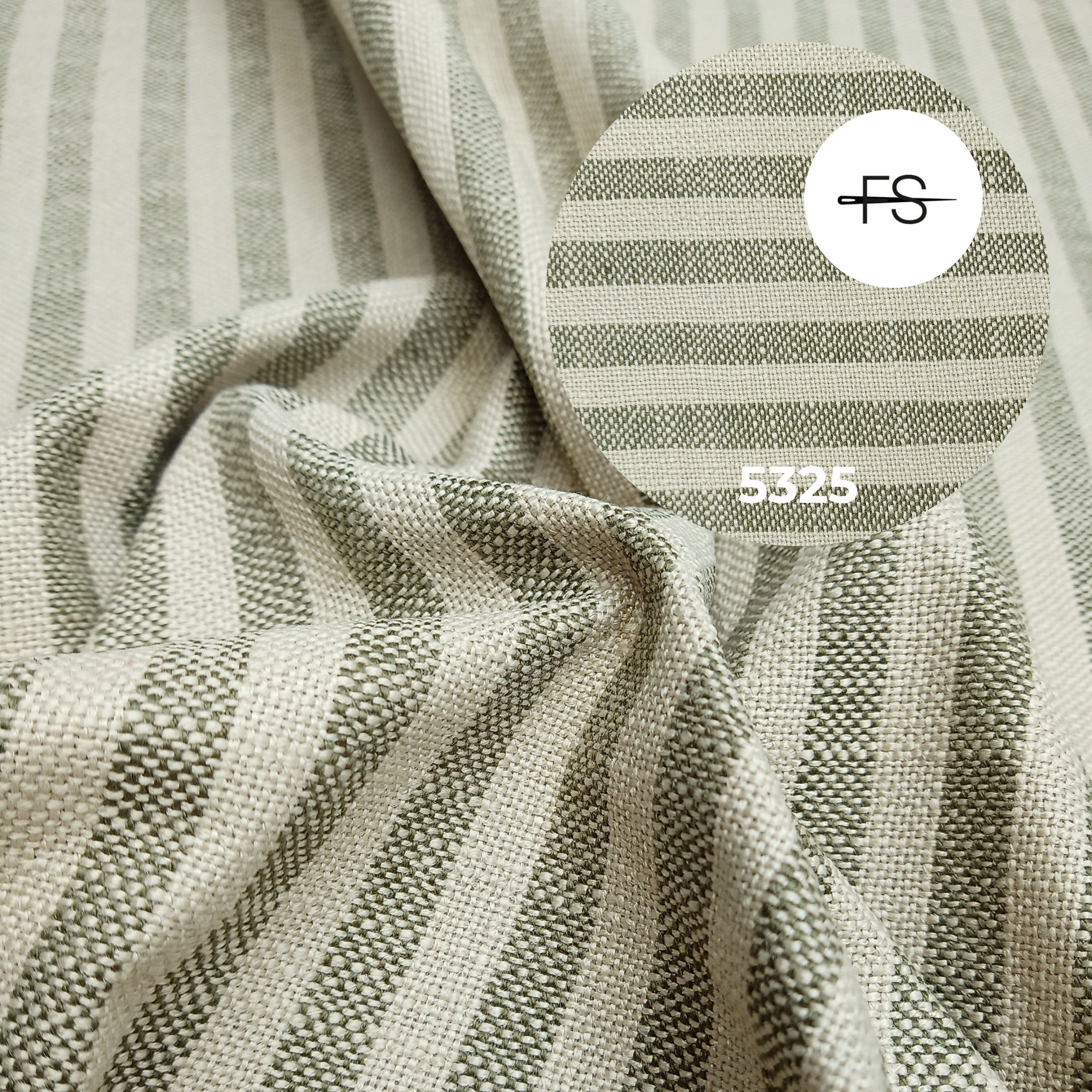 Upholstery fabric: Green and Beige Stripes