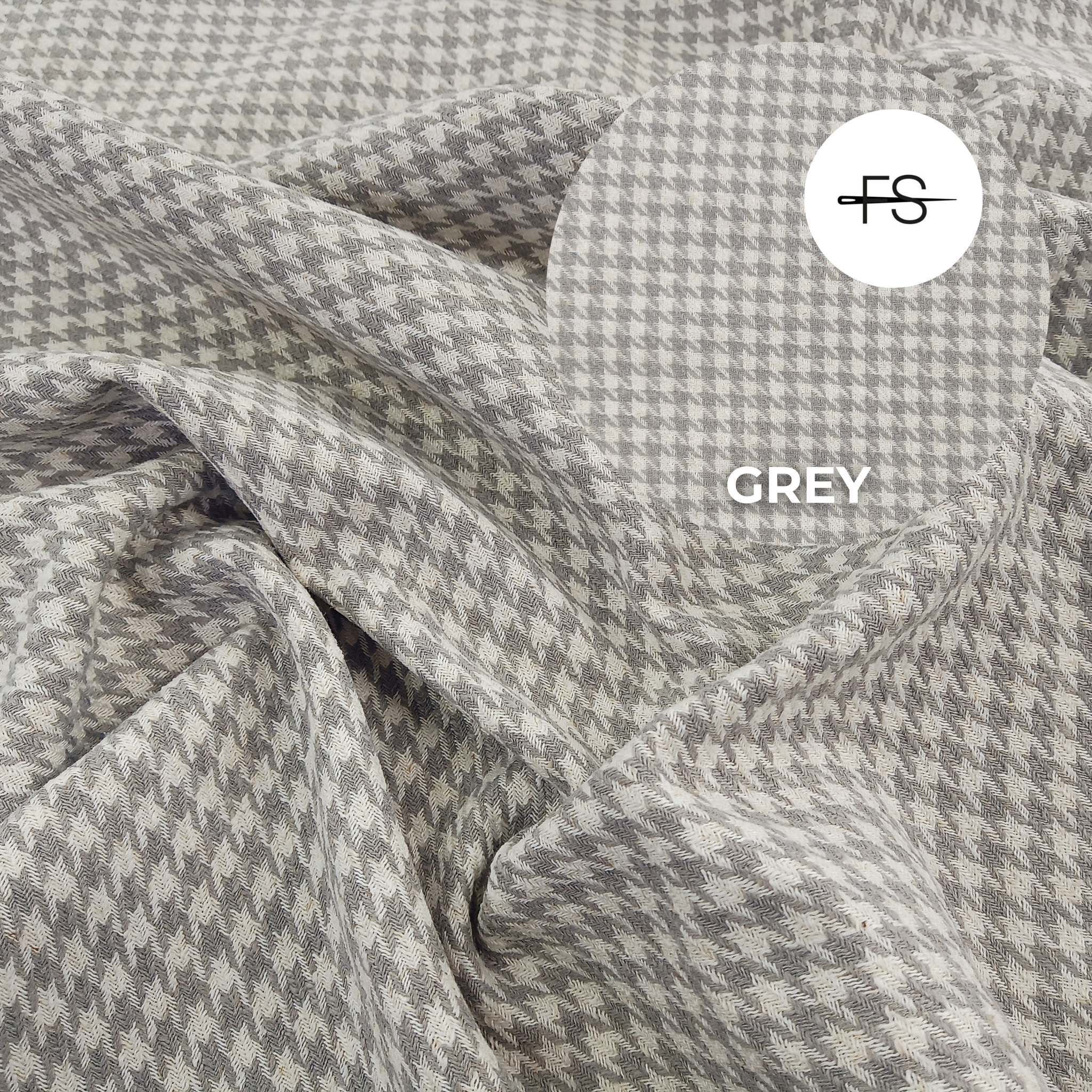 Upholstery fabric: Grey Houndstooth