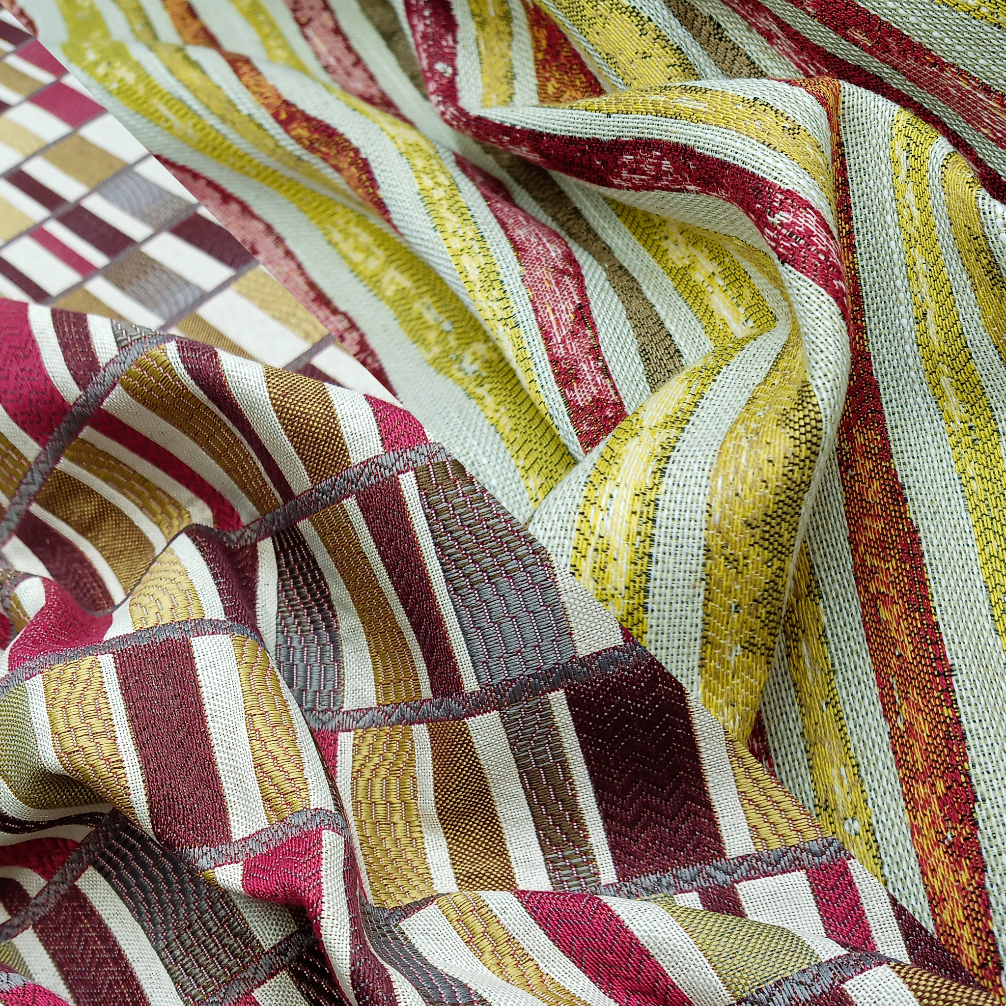 Upholstery fabric: Yellow and Red stripes