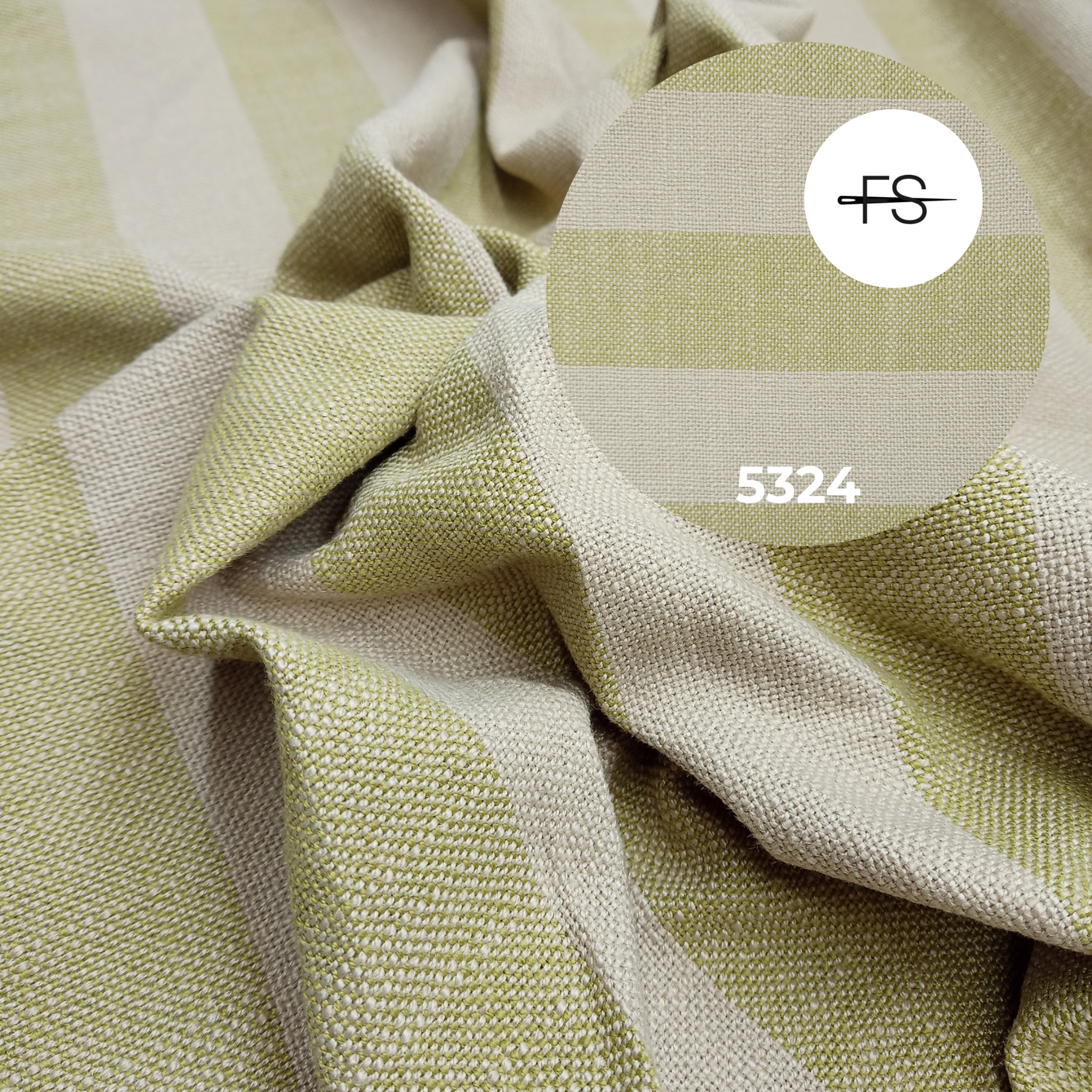 Upholstery fabric: Green and Beige Stripes