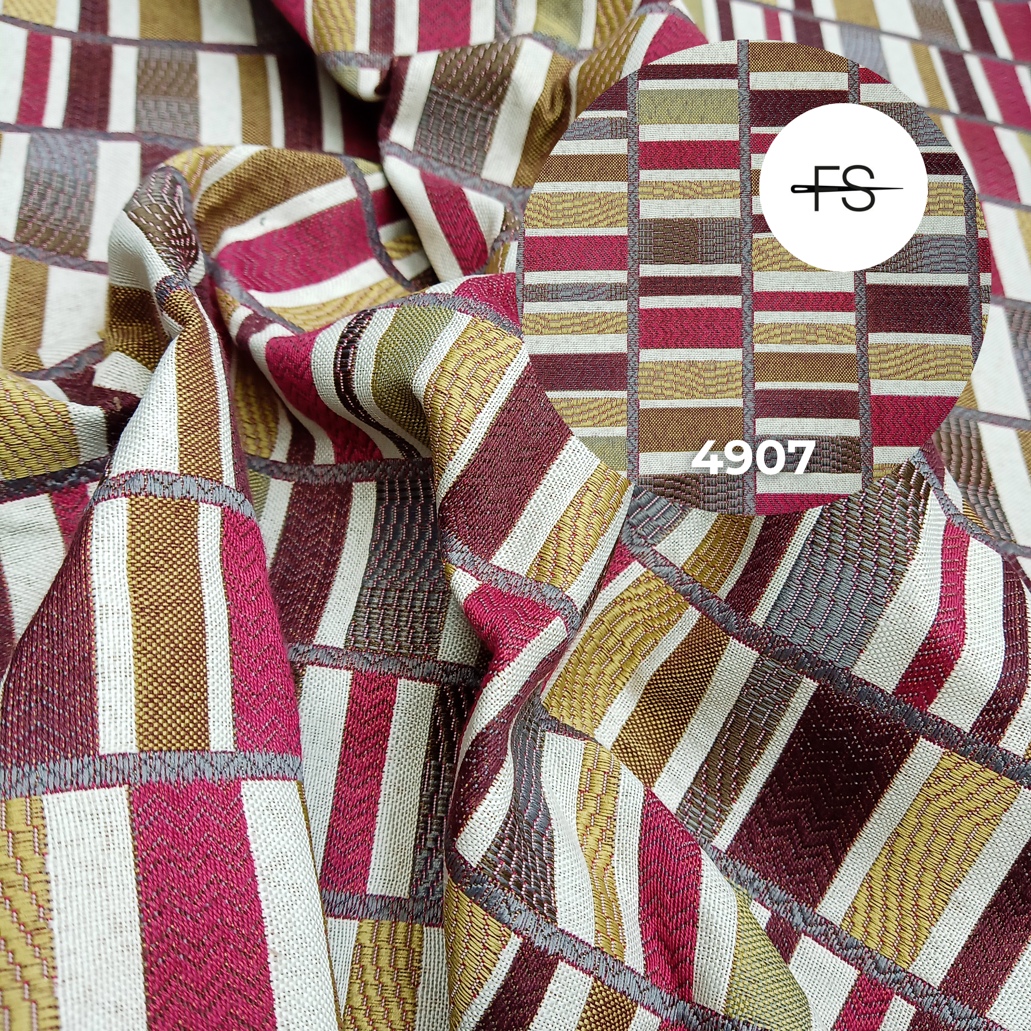 Upholstery fabric: Yellow and Red stripes
