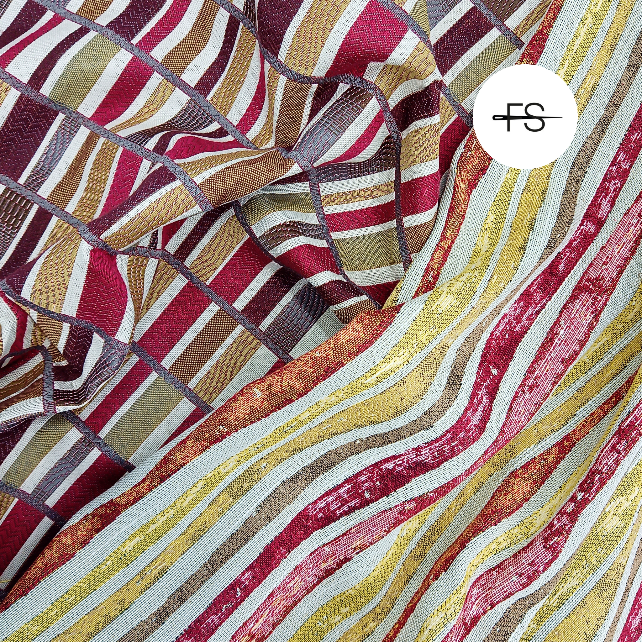 Upholstery fabric: Yellow and Red stripes