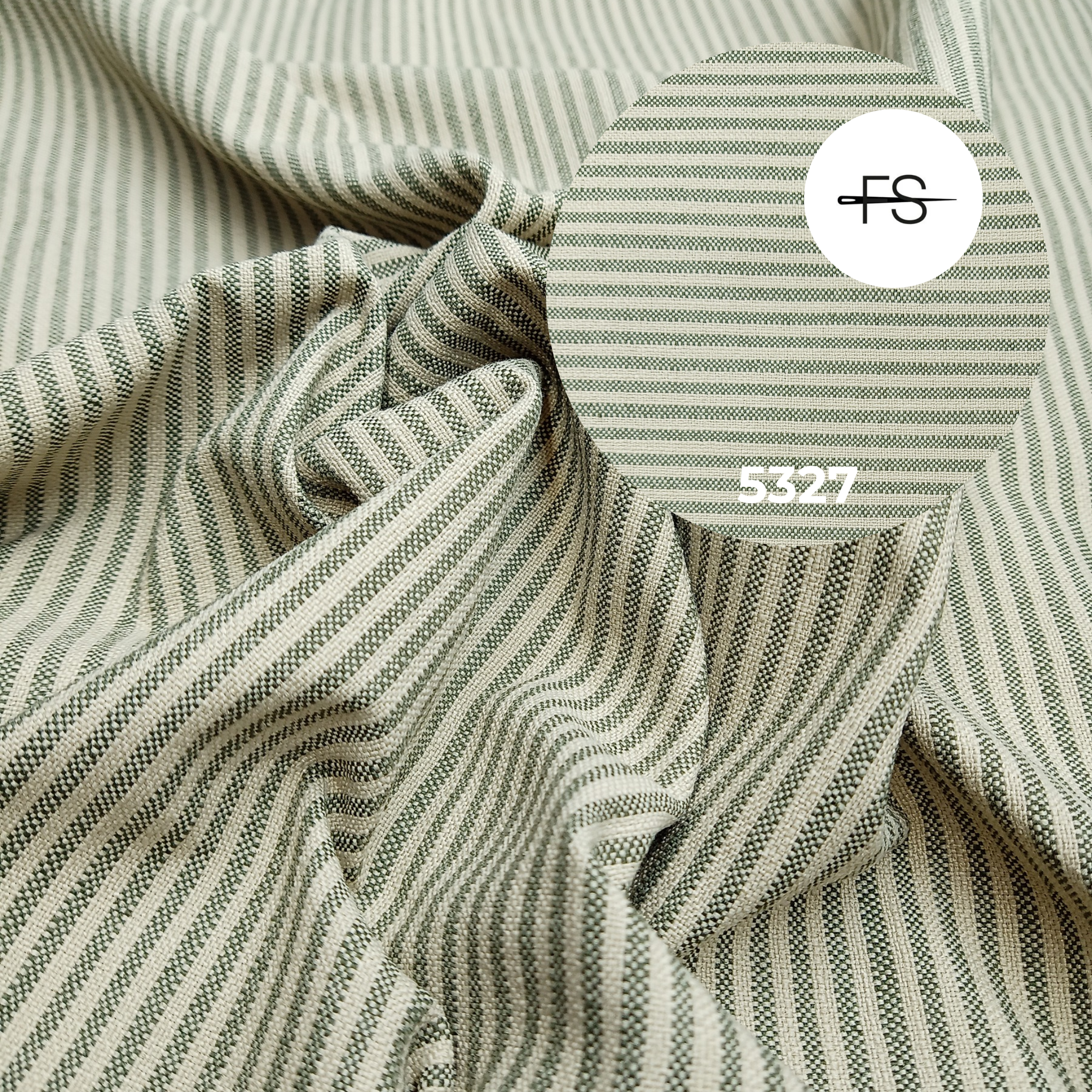 Upholstery fabric: Green and Beige Stripes