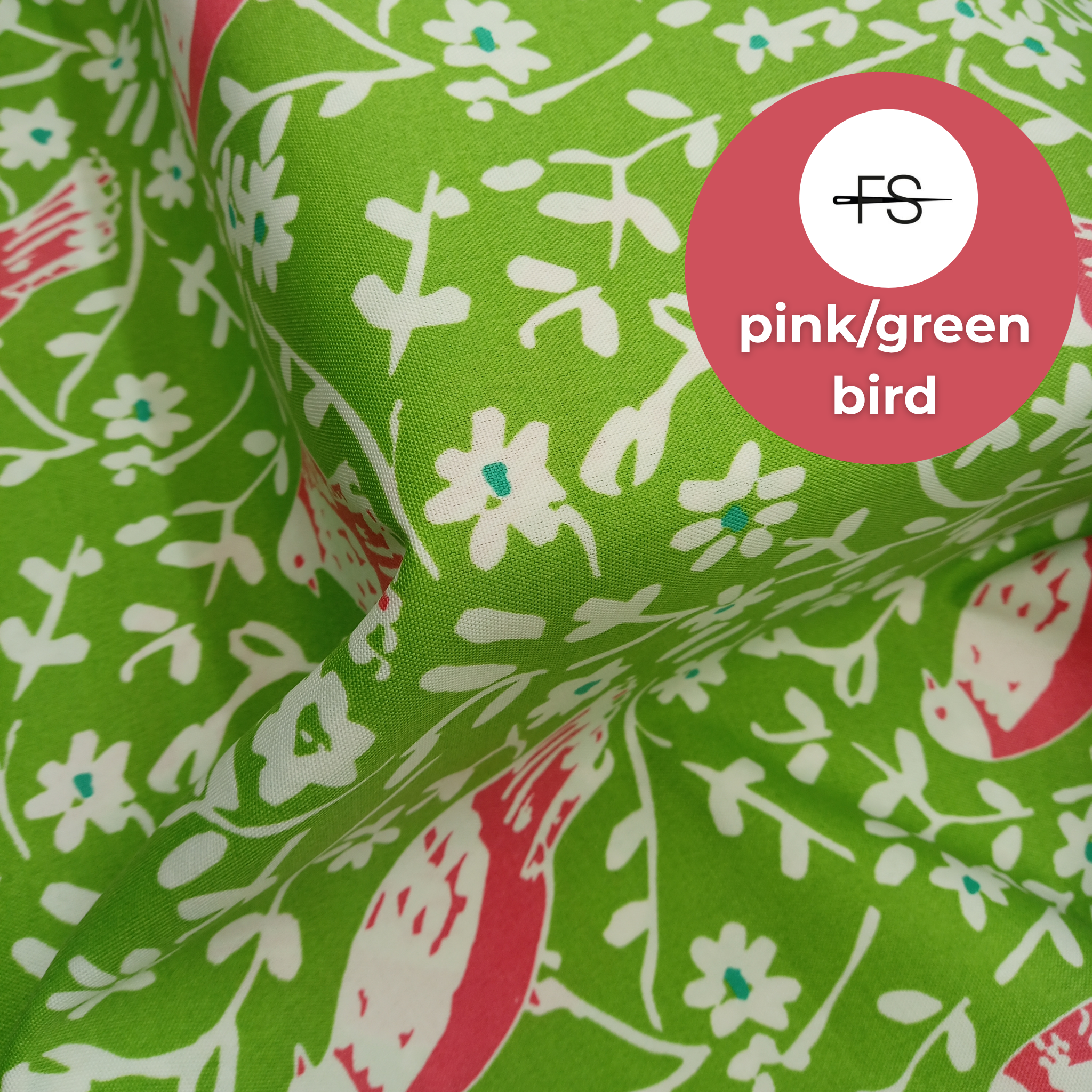 Fabric Tablecloth : Green/Pink Bird
