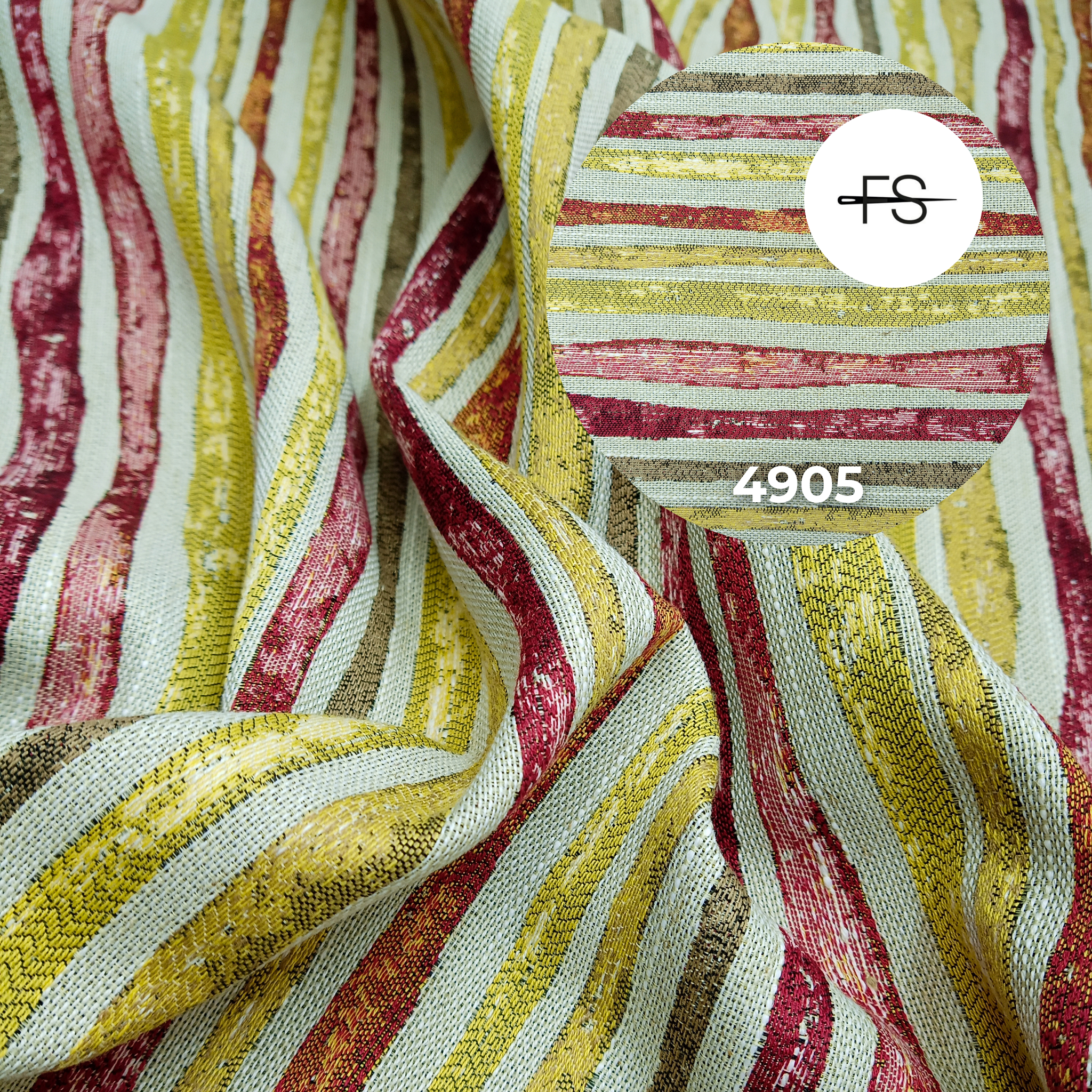 Upholstery fabric: Yellow and Red stripes