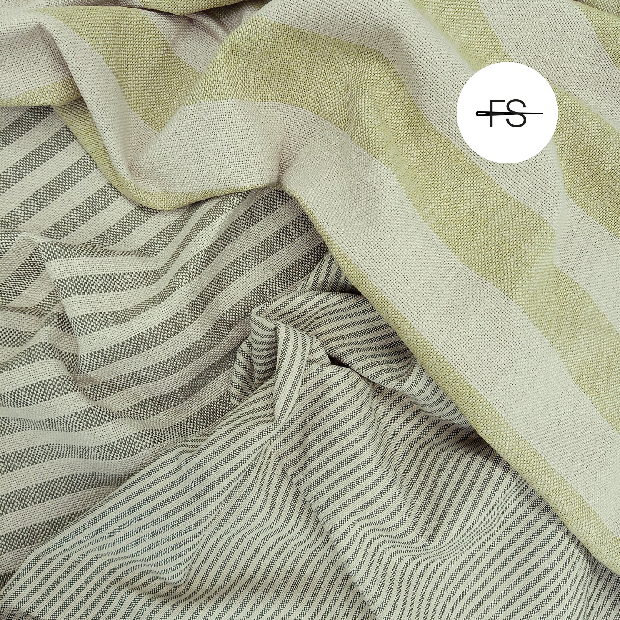 Upholstery fabric: Green and Beige Stripes