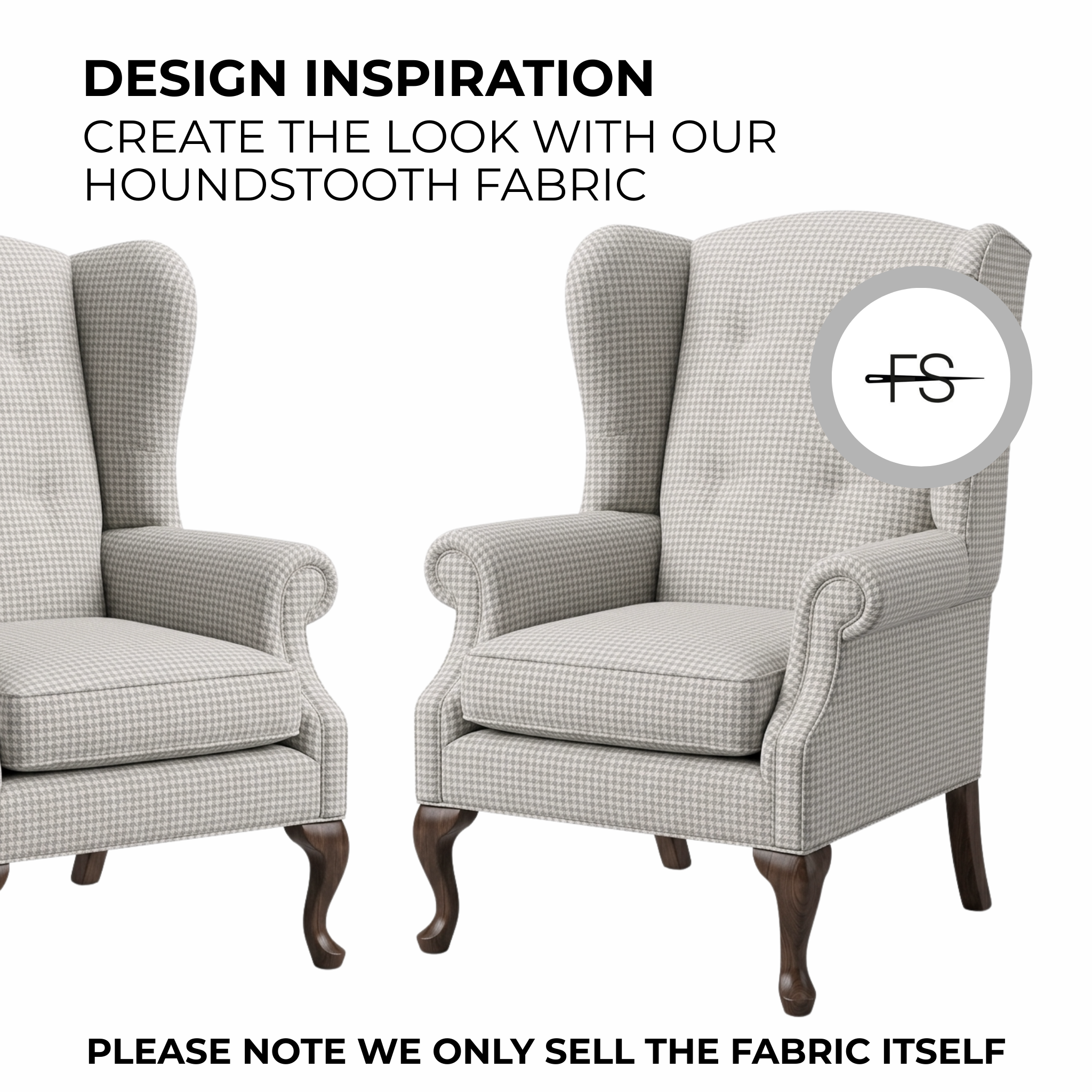 Upholstery fabric: Grey Houndstooth